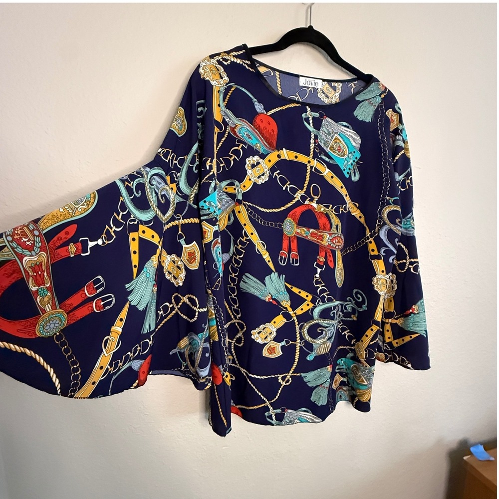 Joie Navy Chain-Print Blouse